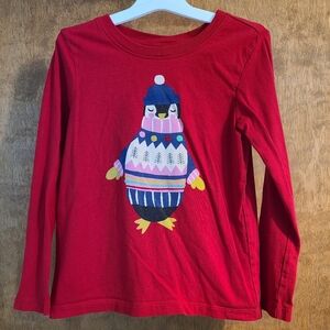 Hanna Andersson Winter Penguin Graphic Kids Long Sleeved Shirt